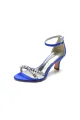 Glamorous Blue Shiny Pump with Silver Chain and Crystal Embellishments