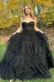 Averi | Blushing Pink Tulle Ruffle Layers Lace-Up Back A-Line Prom Dress(Black,2)