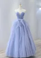 Aleah | Blue Strapless Tulle Long Prom Dress. Lovely Sweetheart Neckline Evening Dress