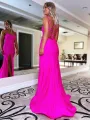 Sapphire |Mermaid Spaghetti Straps Jersey Prom Dress(Hot Pink,2)