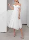 Sweet A-Line Off-The-Shoulder Little White Tulle Wedding Dresses