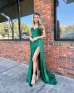 Vida |Mermaid Strapless Satin Prom Dress with Slit(Green,2)