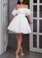 Zephyr | A-Line Off-The-Shoulder Sleeveless Short Mini Organza Wedding Dresses(Diamond White,2)