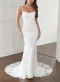 Quilla | Trumpet Mermaid Square Neckline Lace Elastic Satin Wedding Dresses(Diamond White,2)