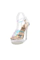 Platform Clear Cross Strap Heels(Gold,5)