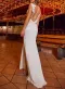 Mermaid Silk Like Satin Wedding Dresses With Flower(s)High Split(Diamond White,2)