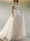 Elodika | A-Line Off-The-Shoulder Tulle Wedding Dresses With Appliques Lace
