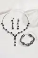 Silver Diamond Jewelry Sets(Black,One Size)
