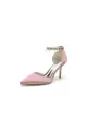 Satin Pointed Toe Pearl Beaded Ankle Strap Simple Wedding Shoes(Dusty Rose,US5)