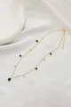 Teardrop Zircon Tassel Necklace(Black,One Size)