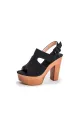 Outdoor Peep Toe Sandals Chunky Heel Microfiber Leather Fashion Shoes With Buckle(Black,US5)