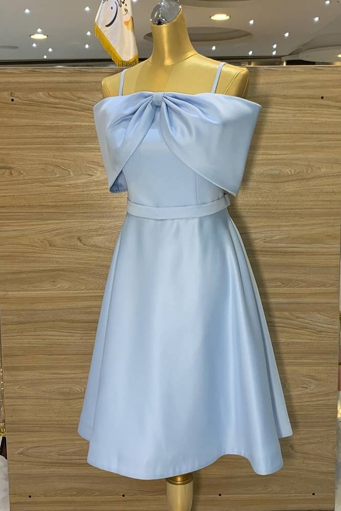 Narine | Sky Blue Spaghetti Straps A-Line Homecoming Dress