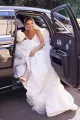 A-Line White Satin Spaghetti Straps Backless Wedding Dresses(Diamond White,2)
