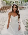 Elegant A-Line Sweetheart Satin Long Wedding Dresses(Diamond White,2)