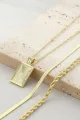 Geometric Square Pendant Layered Necklace(Gold,One Size)