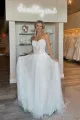Charming A-Line Strapless Tulle Lace Wedding Dresses