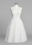 Halter A-Line Short Tulle Wedding Dress With Ruching