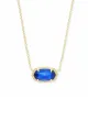 Blue Oval Pendant Necklace(Gold,One Size)