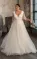Casual V-neck A Line Tulle Court Train Wedding Dress with Ruching