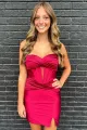 Sanna | Blue Bodycon Sweetheart  Satin Short Homecoming Dresses with Slit(Burgundy,2)