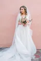 Vintage A-Line V Neck Tulle Appliques Wedding Dresses
