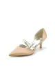 Elegant Satin Pointed Toe Heels with Pearl Strap