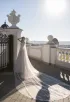 Simple Jewel Long Sleeve Brush Train Tulle Ball Gown Wedding Dress with Appliques(Diamond White,2)