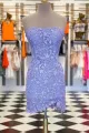 Pink Strapless Applique Mini Party Dress(Lavender,2)