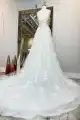 A-Line White Floral Applique Sweetheart Long Wedding Dress with Sweep Train(Diamond White,2)
