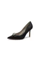 Cocktail Pointed Toe Crystal High Heels(Black,US5)