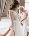 Elegant A Line V Neck Tulle Wedding Dresses with Lace(Diamond White,2)