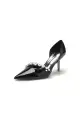 Black Elegant High Heels with Pearl Decoration