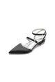 Simple Satin Pointed Toe Buckle Kitten Heels(Black,US5)