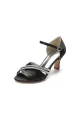 Blue Satin Heels with Elegant Silver Buckle and Rhinestone Detail(Black,US5)