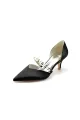 Elegant Satin Pointed Toe Heels with Pearl Strap(Black,US5)
