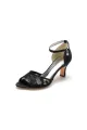 Nude Lace Pump with Elegant Metal Buckle and High Stiletto Heel(Black,US5)