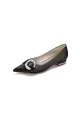 Beading Pointed Toe Kitten Heels(Black,US5)