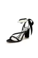 Pearl Open Toe Ankle Strap High Heels(Black,US5)