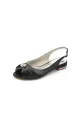 Open Toe Flats with Bow Cocktail(Black,US5)