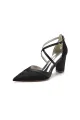 White Cross-Strap Pump with Metallic Accent(Black,US5)