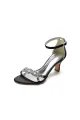 Elegant Blue Satin Pump with Silver Chain and Rhinestone Accents(Black,US5)