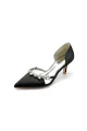 Satin Pointed Toe Beading High Heels(Black,US5)