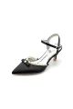 Pearl Satin Pointed Toe High Heels(Black,US5)