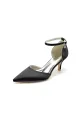 Simple Pointed Toe Satin Kitten Heels(Black,US5)