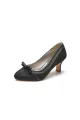 Chic Champagne Lace Formal Heels with Matching Bow(Black,US5)