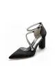 White Satin Pump with Cross-Strap and Beaded Buckle(Black,US5)
