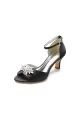 Royal Blue Satin Pump with Crystal Flower Accent(Black,US5)