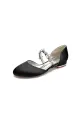 Flats with Rhinestone embellished Strap Party(Black,US5)