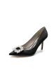 Cocktail Pointed Toe Crystal Satin High Heels(Black,US5)