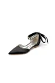 Rhinestone Ribbon Pointed Toe Ankle Strap Kitten Heels(Black,US5)